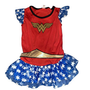 Girls DC Comics Wonder Woman Costume Shirt with ruffle Red Blue Size Medium